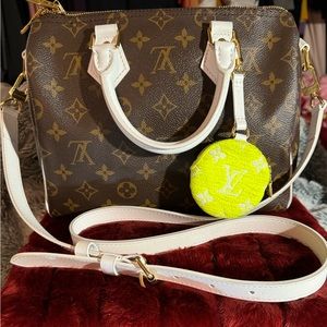 Louis Vuitton Monogram Speedy Bandouliere 25 Shoulder Bag Brown White